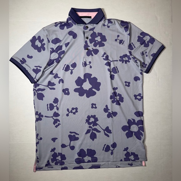 Greyson Other - Greyson Purple and Gray Floral Polo Shirt